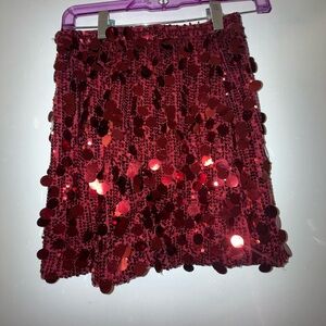 Maroon Sequin Mini Skirt - Women